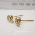 Y0121 Metal Copper Earrings Accessories Gold Round Ear pin CZ Cubic Zirconia Stud Earrings